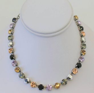 Mariana Womens Tennis Style Crystal Necklace In Jet Black