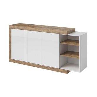 Petits Meubles Buf&eacute; 3 puertas paneles laminados blanco y madera