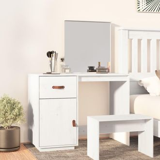 vidaXL Mesa Tocador De Madera Maciza De Pino Blanca 95x50x134 Cm Vidaxl
