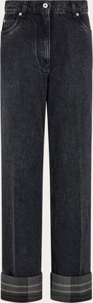 Ferragamo Donna Denim con risvolto Nero