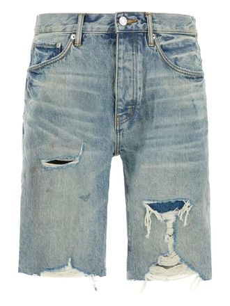 Purple Gerafelde denim shorts - Blauw