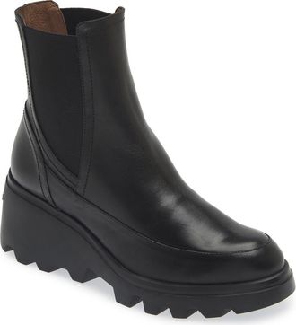 Wonders Platform Wedge Chelsea Boot in Black Leather at Nordstrom, Size 37