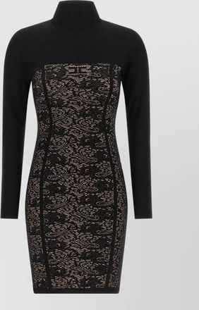 Elisabetta Franchi jacquard high-neck long-sleeve mini dress
