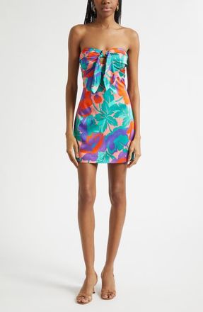 Ramy Brook Orion Dahlia Strapless Cocktail Minidress in Coral Floral at Nordstrom, Size 00