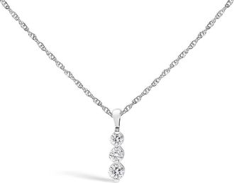 House of Brilliance Silver 1/7 Cttw Lab Grown Diamond Three Stone Diamond Pendant Necklace in White at Nordstrom