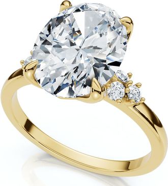 Pompeii3 3 1/10Ct Oval Carlie Diamond Engagement Ring 14k Gold or Platinum Lab Grown