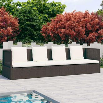vidaXL Vidaxl - Lettino da Giardino con Cuscini in Polyrattan Marrone
