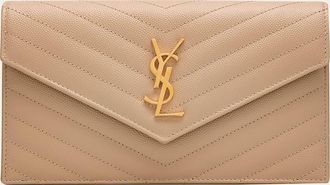 Saint Laurent Small YSL Wallet on Chain in Grain Leather