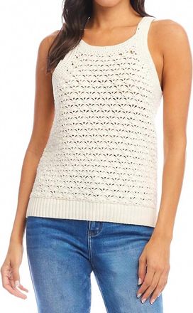Karen Kane Sleeveless Crochet Sweater In Natural