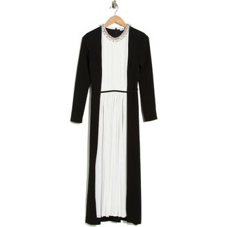 SIMKHAI Esther Colorblock Embellished Long Sleeve Midi Dress in Ivory Multi at Nordstrom Rack, Size 2