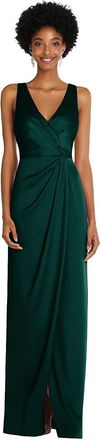After Six Faux Wrap Whisper Satin Maxi Dress with Draped Tulip Skirt