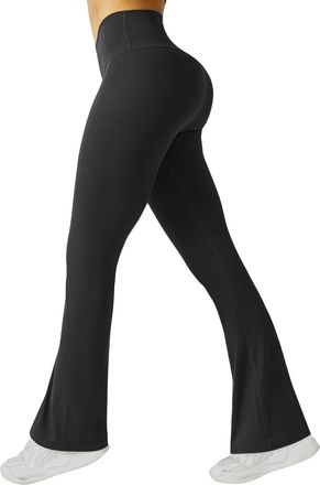 Generic Women Scrunch Bums Leggings Soft High Waist Bootcut Leggings Flare Trousers Workout Gym Dance Ladies Yoga Pants Tummy Control Running Pants Joggers Bl