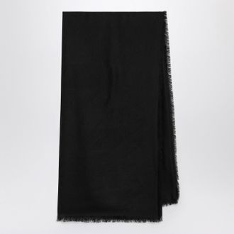 Gucci Scialle nero in lana e seta GG jacquard