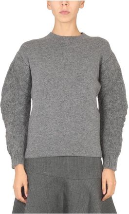 Jil Sander Trui met ronde hals - Dames - Ronde hals truien - Grijs - M - Wol - Truien & Vesten