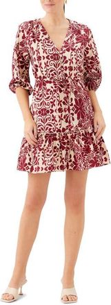 Fifteen Twenty Tasha Print Tie Waist Minidress at Nordstrom, Size X-Small