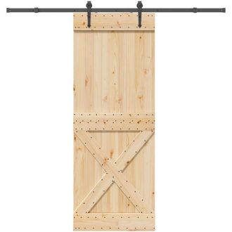 vidaXL Vidaxl - Puerta Corredera Con Herrajes Madera Maciza De Pino 85x210 Cm