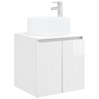 vidaXL Vanidad De Lavabo Montada En La Pared Blanco Brillante Vidaxl