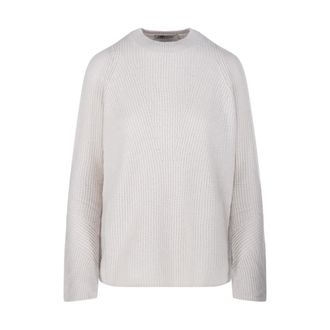 Max Mara Round-neck Knitwear, female, White, Size: XS Molveno Sweater