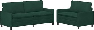 vidaXL Juego De Sof&aacute; 2 Uds. Verde Oscuro Terciopelo Vidaxl