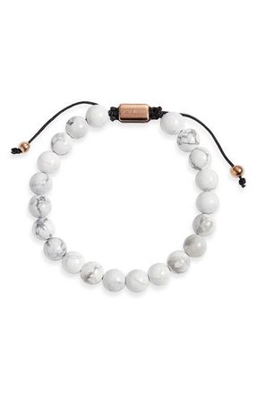 Clifton Wilson Mens Tigers Eye Beaded Bracelet in White at Nordstrom