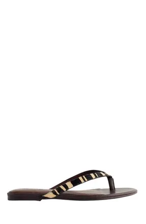 Madewell The Iggy Zebra Print Genuine Calf Halr Thong Sandal in Espresso Bean Multi at Nordstrom, Size 6