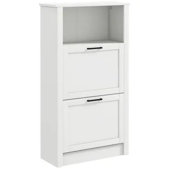 OEM Zapatero Estrecho Con 2 Puertas Estantes Ajustables Y Compartimento Abierto Para 10 Pares De Zapatos 58x24x105 Cm Blanco