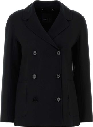 Max Mara Black Stretch Wool Fiore Blazer