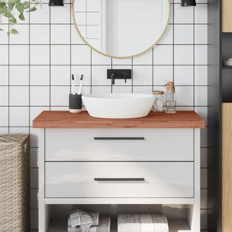 vidaXL Encimera De Ba&ntilde;o Madera Maciza De Haya 100x60x4 Cm Vidaxl