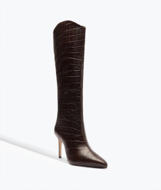 Schutz Womens Maryana Leather Boot In Dark Chocolate