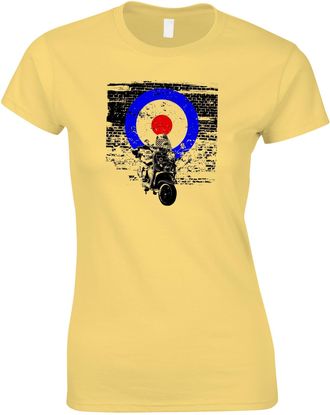 Bang Tidy Clothing Womens Scooter T Shirt Target Retro Mod Scooters T Shirts Yellow-S