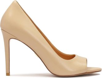 Kazar Beige leren peep toe hoge hakken pumps. Dit product valt klein uit. - Dames - Pumps - Beige - 37 EU - Leer - Schoenen