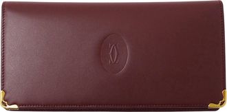 Cartier Bordeaux Red Color Wine Red Leather Bill Wallet (Bi-Fold) (Pre-Owned)