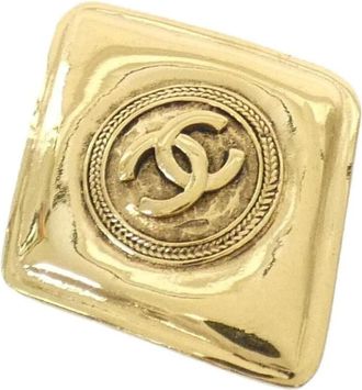 Chanel Pre-owned Jewellery, female, Yellow, Size: ONE SIZE Pre-owned Vintage Square Jewelry Emblem Accessory Metal Adornment