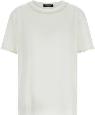 Fabiana Filippi T-shirt met borduursel - Dames - T-shirts - Wit - S - Katoen - Tops