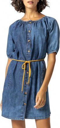 Lilla P Womens Belted Button Down Dress In Denim