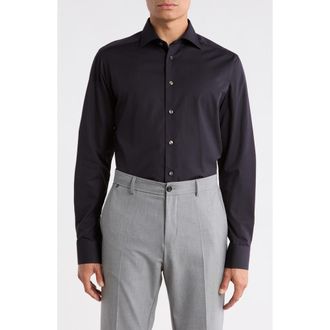 Eton Contemporary Fit Cotton Dress Shirt in Black at Nordstrom Rack, Size 15.5