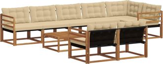 vidaXL Conjunto De Sof&aacute;s De Exterior 9 Uds. Natural Y Beige Vidaxl