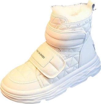Generic Platform Snow Boots Winter Padded Thickened Womens Boots Warm Cotton Shoes Womens Boots Size 5 Uk Knee High (White, 3.5)