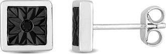 Mimi & Max Black Diamond Accent Square Mens Stud Earrings in Sterling Silver