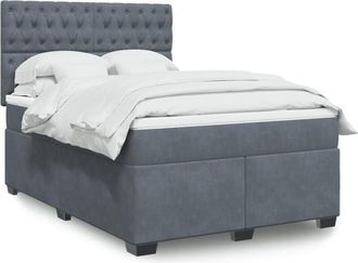 vidaXL Vidaxl - Cama Box Spring Con Colch&oacute;n Terciopelo Gris Oscuro 160x200 Cm
