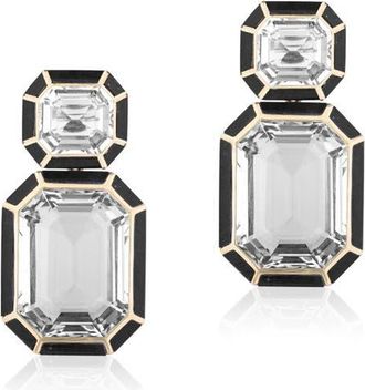 Goshwara Mélange Emerald-Cut Drop Earrings in Black /Clear at Nordstrom