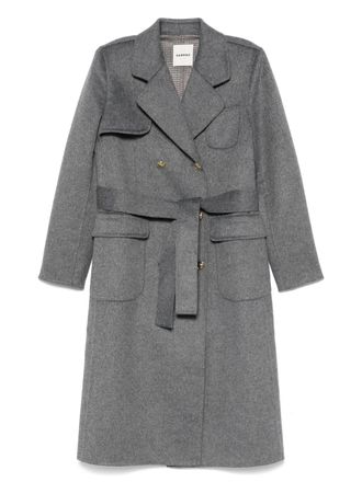 Sandro double-breasted coat - women - Wool/Polyester - 34 - Grey