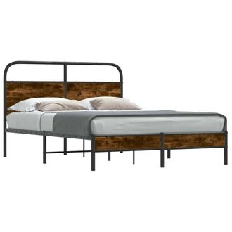 Berkfield Home Bed Frame Without Mattress 140x200 cm Smoked Oak Engineered Wood in Brown