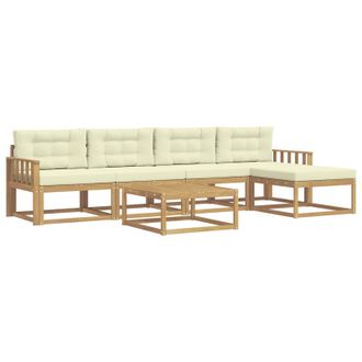 vidaXL Conjunto De Sof&aacute;s De Exterior 6 Pcs Blanco Y Crema Vidaxl