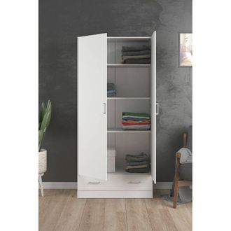 Dmora Armario 2 Puertas Amylya, Ropero Dormitorio Perchero, 35.7x170.4h Cm Blanco