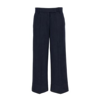 Thom Browne Cropped Trousers, female, Blue, Size: S Cotton Gabardine Chino Pants