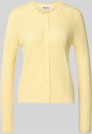 Pieces Regular Fit Strickjacke aus reiner Baumwolle Modell SCOUT in Hellgelb, Gr&ouml;&szlig;e XL