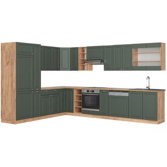 Vicco Cocina Esquinera Fame-line, Green-gold Country/gold Power Roble, 347 X 257 Cm, Et Roble