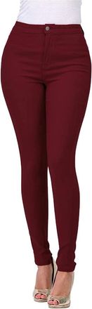 Generic IQYU Skinny Jeans Womens High Waist Stretch Trousers Slim Fit Jeans with Button Placket Elegant Womens Trousers Straight Leg Fit Skinny Jeans Used Loo