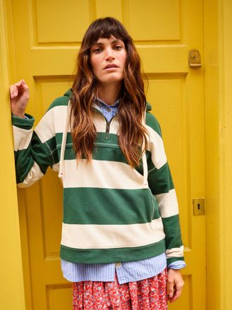 Fat Face FatFace Airlie Green 1988 Stripe Hoodie